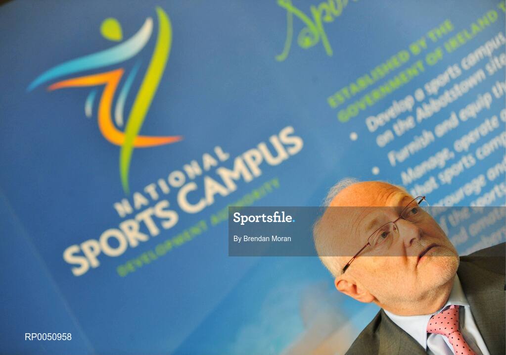 28 April 2008; The Minister for Arts, Sport and Tourism, Seamus Brennan TD, has announced details for the commencement of Phase 1 of the National Sports Campus project on lands at Abbotstown, west Dublin. Phase 1 of the development will provide the major field sports, gaelic games, soccer, rugby and hockey and up to 20 other sports with unrivalled training and medical facilities. Pictured at the announcement is Dan Flinter, Chairman of the National Sports Campus Development Authority. Abbottstown House, Dublin. Picture credit: Brendan Moran / SPORTSFILE