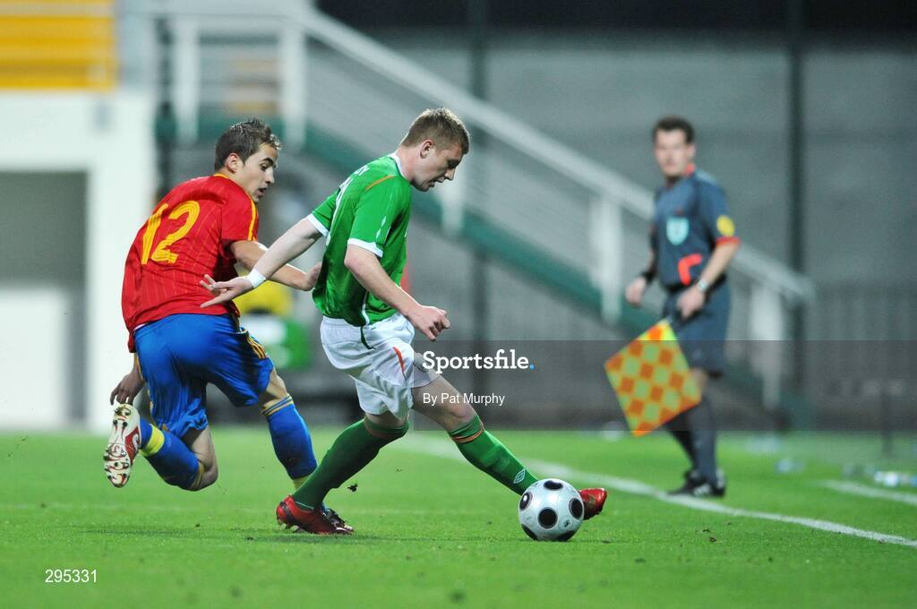 10 May 2008; Paul Murphy, Republic of Ireland, in action against Pulido, Spain. UEFA European Under-17 Championship Group B, Republic of Ireland v Spain, Mardan Sport Complex, Antalya, Turkey. Picture credit: Pat Murphy / SPORTSFILE