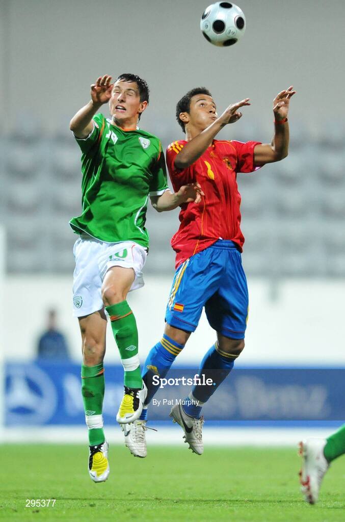 10 May 2008; Thiago, Spain, in action against Conor Hourihane, Republic of Ireland. UEFA European Under-17 Championship Group B, Republic of Ireland v Spain, Mardan Sport Complex, Antalya, Turkey. Picture credit: Pat Murphy / SPORTSFILE