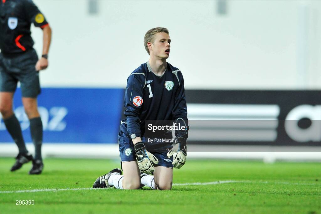 10 May 2008; Republic of Ireland's Gerard Hanley reacts after conceeding Spain's third goal. UEFA European Under-17 Championship Group B, Republic of Ireland v Spain, Mardan Sport Complex, Antalya, Turkey. Picture credit: Pat Murphy / SPORTSFILE