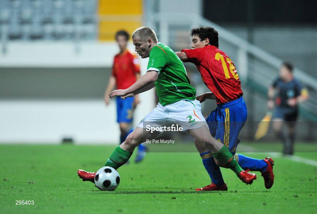 10 May 2008; Padraic Ormsby, Republic of Ireland, in action against Carmona, Spain. UEFA European Under-17 Championship Group B, Republic of Ireland v Spain, Mardan Sport Complex, Antalya, Turkey. Picture credit: Pat Murphy / SPORTSFILE