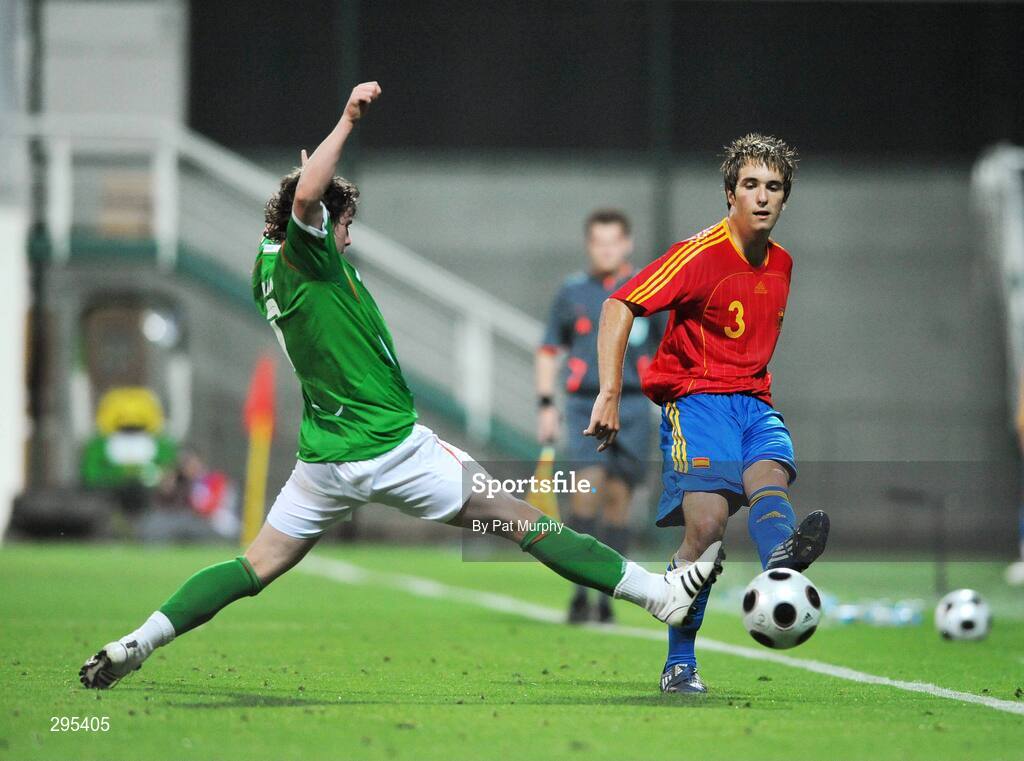 10 May 2008; Angel Martinez, Spain, in action against Aaron Doran, Republic of Ireland. UEFA European Under-17 Championship Group B, Republic of Ireland v Spain, Mardan Sport Complex, Antalya, Turkey. Picture credit: Pat Murphy / SPORTSFILE