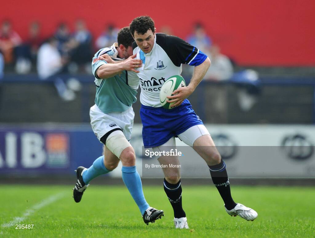 11 May 2008; Richie Lane, Cork Con, is tackled by Cillian O'Boyle, Garryowen. AIB All-Ireland League Division 1 Final, Cork Constitution v Garryowen, Musgrave Park, Cork. Picture credit: Brendan Moran / SPORTSFILE
