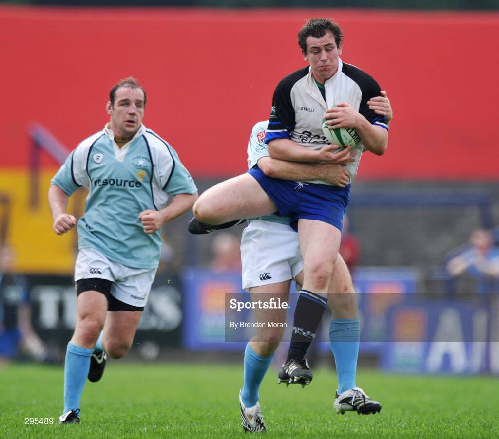 11 May 2008; Brendan Cutriss, Cork Con, is tackled by Conor Kilroy, Garryowen. AIB All-Ireland League Division 1 Final, Cork Constitution v Garryowen, Musgrave Park, Cork. Picture credit: Brendan Moran / SPORTSFILE