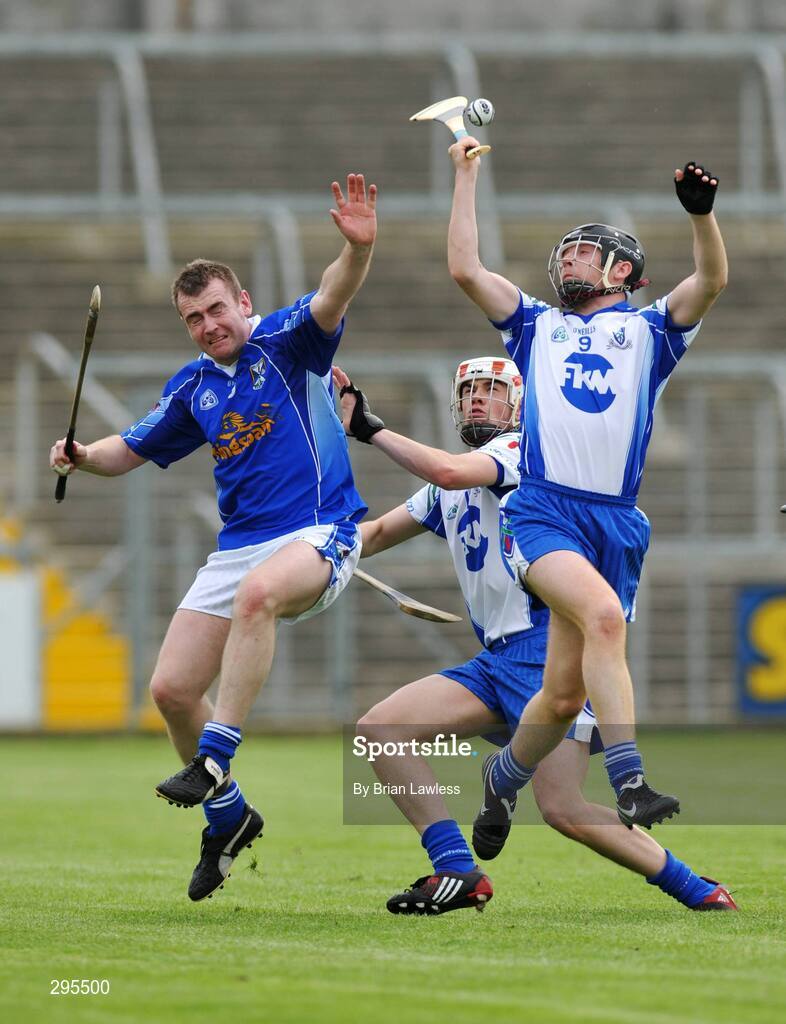 11 May 2008; Joe Lafferty, Cavan, in action against Brian Phelan, left, and Eanna MacSuibhne, Monaghan. GAA Hurling Ulster Senior Championship, Cavan v Monaghan, Kingspan Breffni Park, Cavan. Picture credit: Brian Lawless / SPORTSFILE