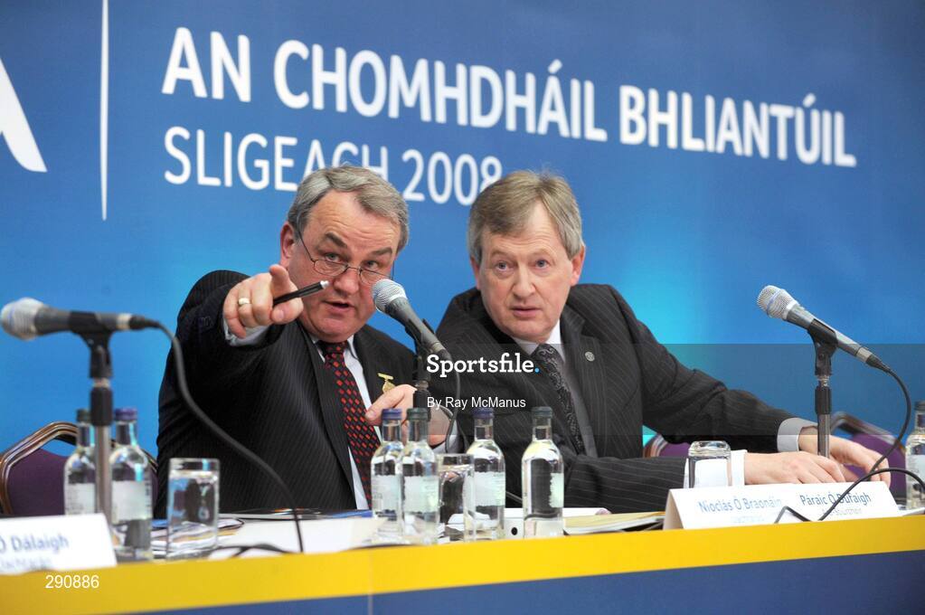 11 April 2008; Ard Stiurthoir Paraic Duffy, right, and GAA President Nickey Brennan at the 2008 GAA Annual Congress. Radisson Hotel, Ballincar, Sligo. Picture credit: Ray McManus / SPORTSFILE