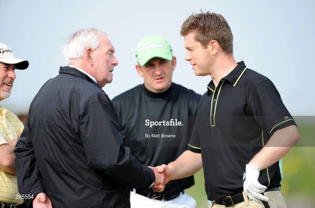 11 May 2008; Christy O'Connor Snr and Connor Doran, Banbridge Golf Club, on the 11th tee box during the Irish Amateur Open Golf Championship. Irish Amateur Open Golf Championship, Royal Dublin Golf Course, Portmarnock, Co. Dublin. Picture credit: Matt Browne / SPORTSFILE