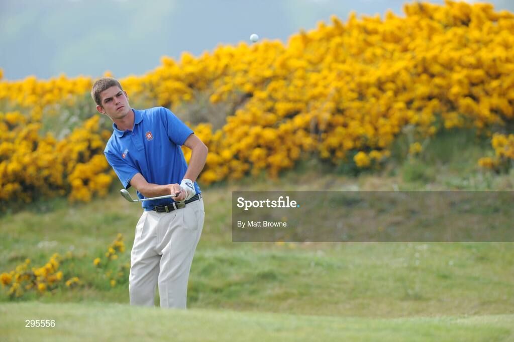11 May 2008; Pedro Figueiredo, Portugal, pitches onto the 9th green during the Irish Amateur Open Golf Championship. Irish Amateur Open Golf Championship, Royal Dublin Golf Course, Portmarnock, Co. Dublin. Picture credit: Matt Browne / SPORTSFILE