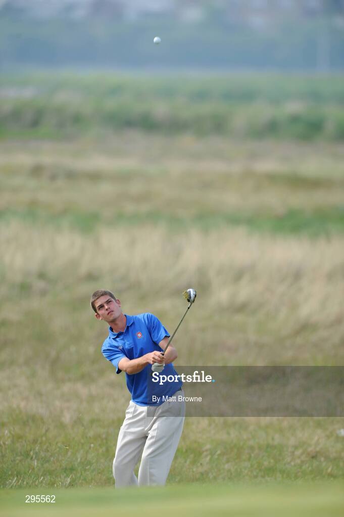 11 May 2008; Pedro Figueiredo, Portugal, pitches onto the 8th green during the Irish Amateur Open Golf Championship. Irish Amateur Open Golf Championship, Royal Dublin Golf Course, Portmarnock, Co. Dublin. Picture credit: Matt Browne / SPORTSFILE