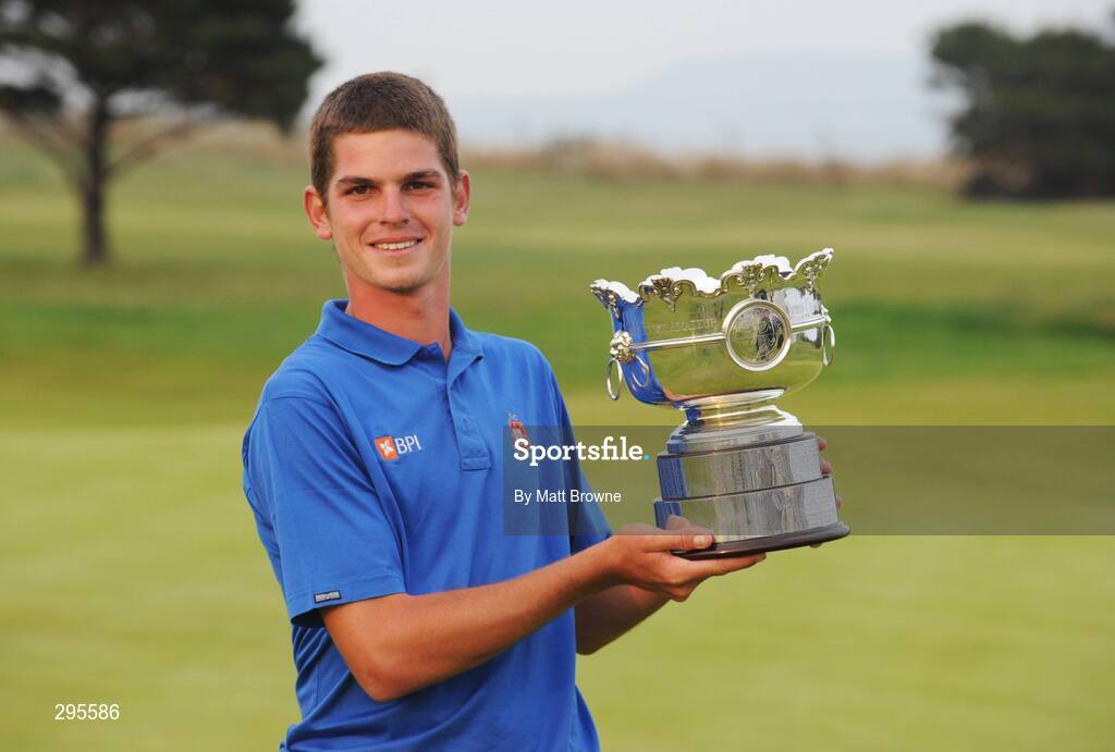 11 May 2008; Pedro Figueiredo, Portugal, with the Irish Amateur Open Golf Championship Trophy. Irish Amateur Open Golf Championship, Royal Dublin Golf Course, Portmarnock, Co. Dublin. Picture credit: Matt Browne / SPORTSFILE