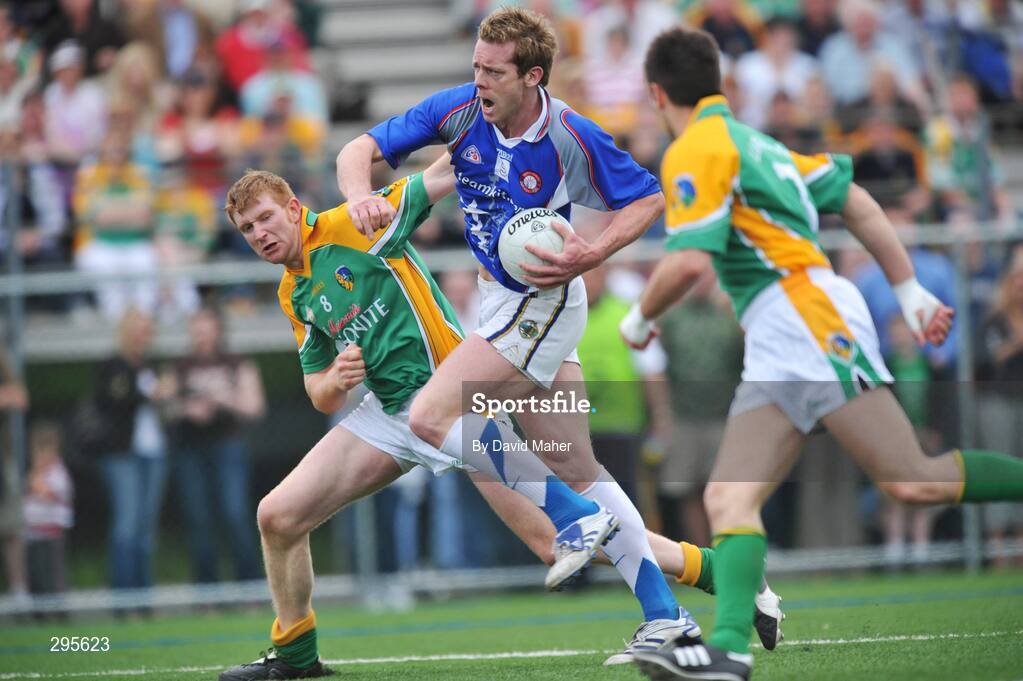 11 May 2008; Adrian O'Connor, New York, in action against Gary McCloskey, Leitrim. GAA Football Connacht Senior Championship, New York v Leitrim, Gaelic Park, Bronx, New York. Picture credit: David Maher / SPORTSFILE