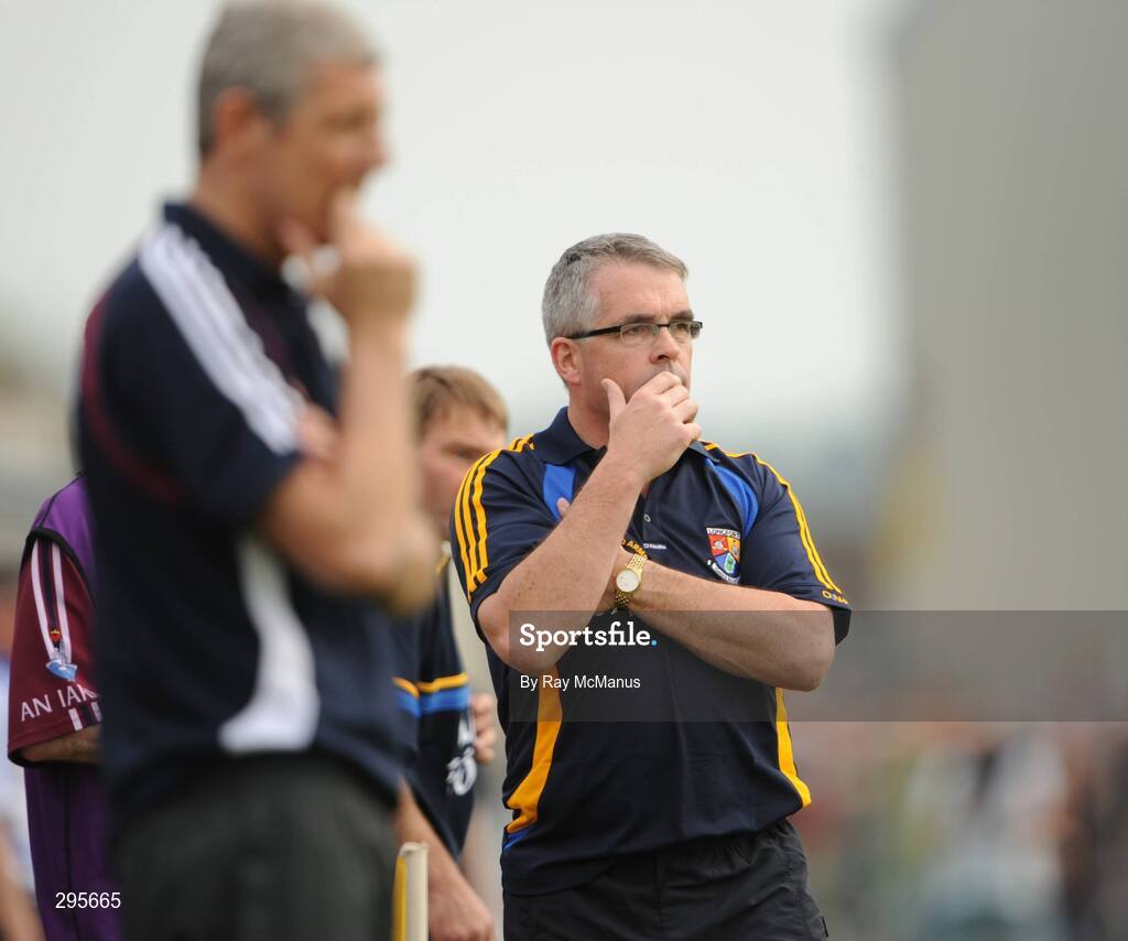11 May 2008; Longford manager Luke Dempsey, right, and the Westmeath manager Thomas O Flaharta. GAA Football Leinster Senior Championship, Longford v Westmeath, Pearse Park, Longford. Picture credit: Ray McManus / SPORTSFILE