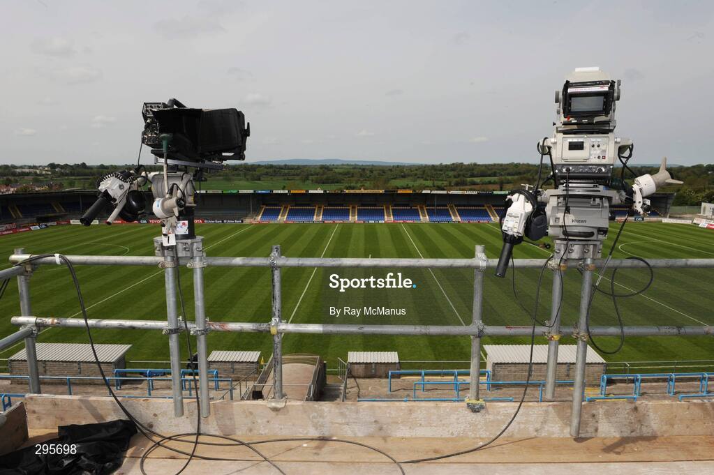 11 May 2008; A televison camera at the ready to record the match. GAA Leinster Senior Football Championship, Longford v Westmeath, Pearse Park, Longford. Picture credit: Ray McManus / SPORTSFILE