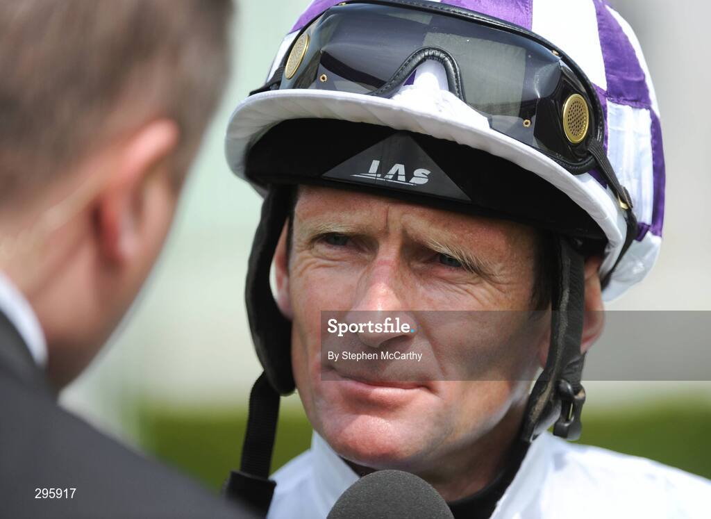 11 May 2008; Jockey Kevin Manning after winning the Irish Stallion Farms European Breeders Fund Auction Maiden race on Duaisbhanna. Derrinstown Stud Derby Trial Stakes Day, Leopardstown, Co. Dublin. Picture credit: Stephen McCarthy / SPORTSFILE
