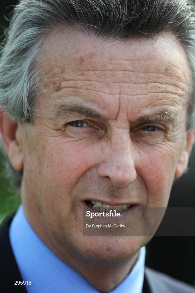 11 May 2008; Trainer Jim Bolger who sent Duaisbhanna out to win the Irish Stallion Farms European Breeders Fund Auction Maiden race speaking to journalists. Derrinstown Stud Derby Trial Stakes Day, Leopardstown, Co. Dublin. Picture credit: Stephen McCarthy / SPORTSFILE