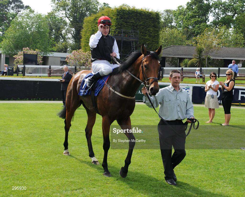 11 May 2008; Casual Conquest, with Pat Smullen up, is led into the winners enclosure after winning the Derrinstown Stud Derby Trial Stakes. Derrinstown Stud Derby Trial Stakes Day, Leopardstown, Co. Dublin. Picture credit: Stephen McCarthy / SPORTSFILE