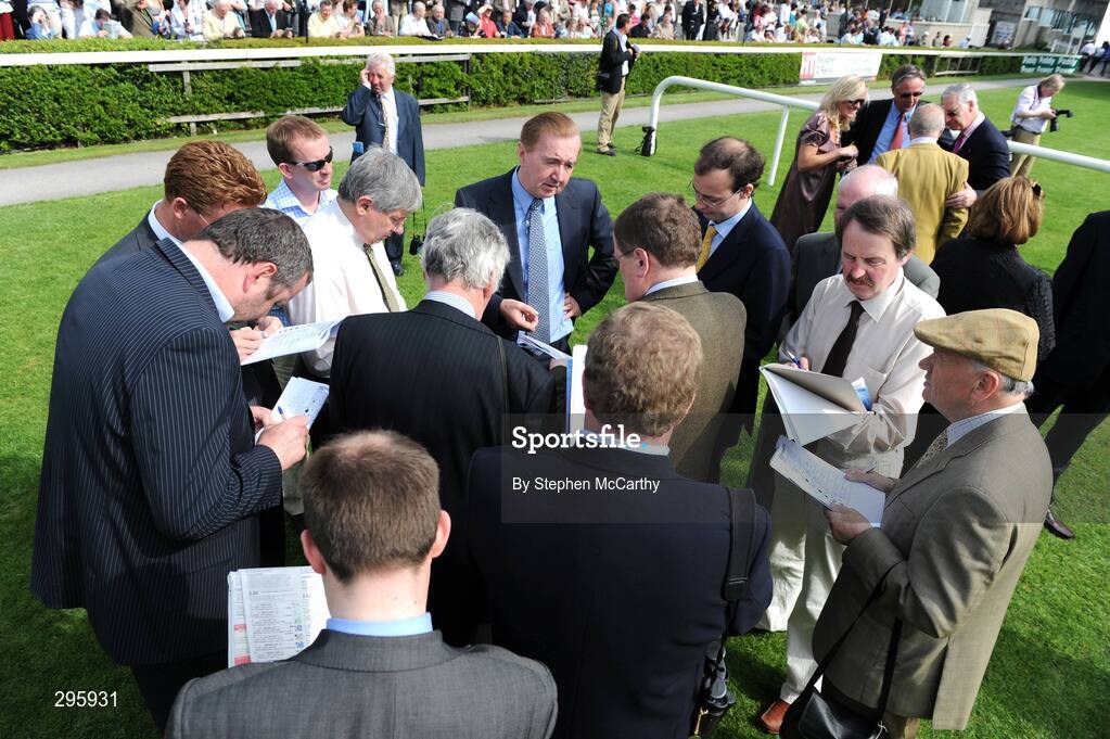 11 May 2008; Trainer Dermot Weld in conversation with journalists. Derrinstown Stud Derby Trial Stakes Day, Leopardstown, Co. Dublin. Picture credit: Stephen McCarthy / SPORTSFILE