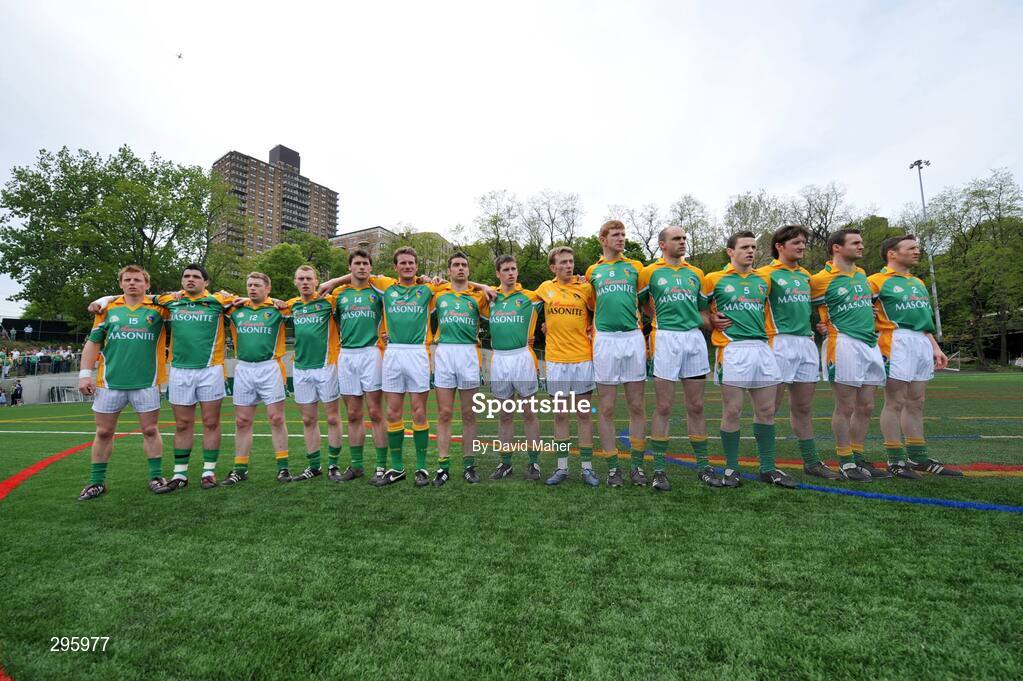 11 May 2008;  Leitrim players stand together during the playing of the national anthem. GAA Football Connacht Senior Championship, New York v Leitrim, Gaelic Park, Bronx, New York. Picture credit: David Maher / SPORTSFILE
