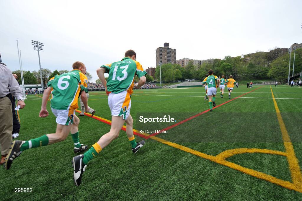 11 May 2008;  Leitrim players run out onto the pitch for the start of the game. GAA Football Connacht Senior Championship, New York v Leitrim, Gaelic Park, Bronx, New York. Picture credit: David Maher / SPORTSFILE