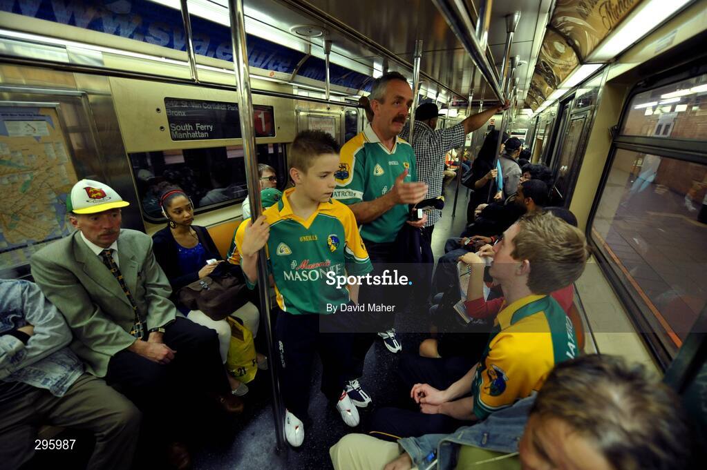 11 May 2008; General view of Leitrim supporters on train 1, on the subway to the Bronx before the game between New York and Leitrim. GAA Football Connacht Senior Championship, New York v Leitrim, Gaelic Park, Bronx, New York. Picture credit: David Maher / SPORTSFILE