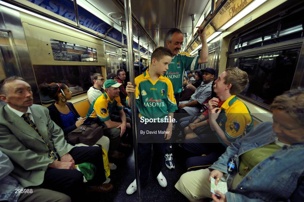 11 May 2008; General view of Leitrim supporters on train 1, on the subway to the Bronx before the game between New York and Leitrim. GAA Football Connacht Senior Championship, New York v Leitrim, Gaelic Park, Bronx, New York. Picture credit: David Maher / SPORTSFILE