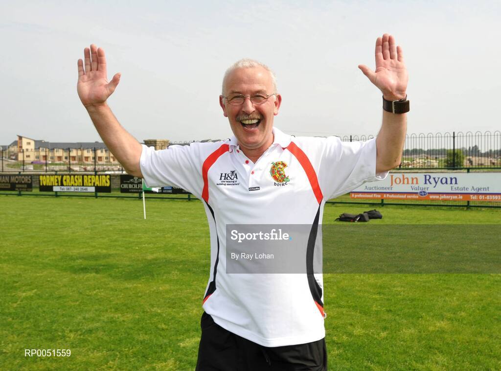 11 May 2008; Derry Manager Eugene Burns celebrates after the final whistle. All-Ireland Under 16B Championship Final, Derry v Offaly, Donaghmore, Ashbourne, Co. Meath. Picture Credit: Ray Lohan / SPORTSFILE  *** Local Caption ***