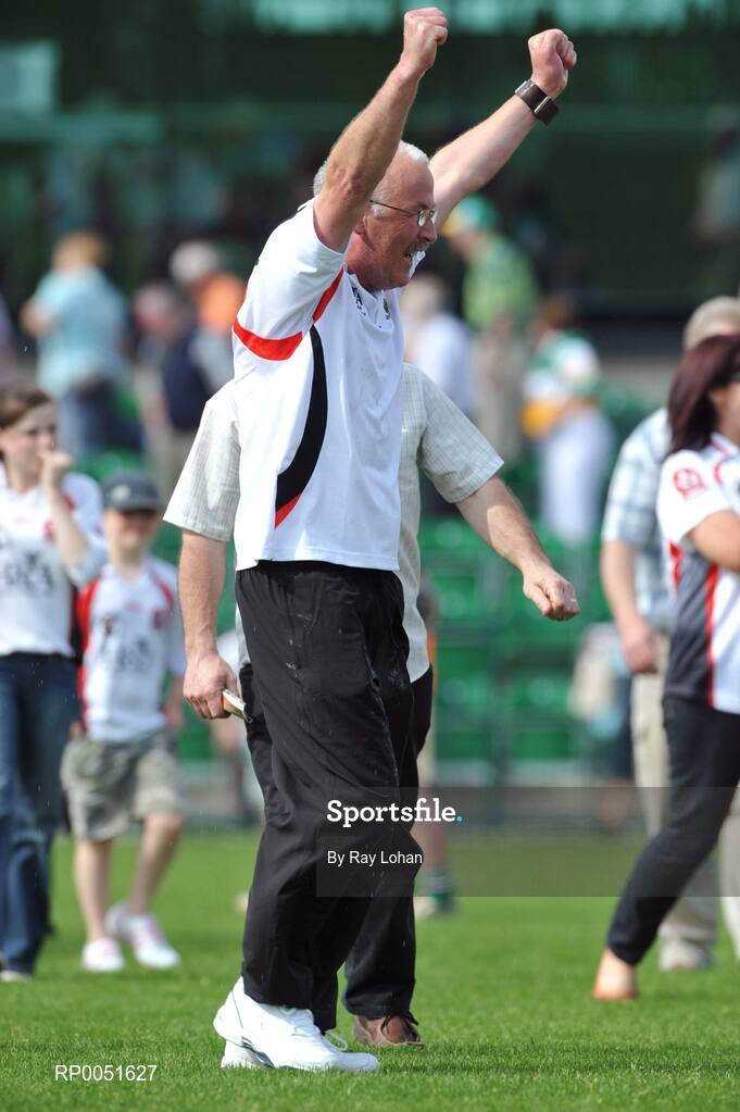 11 May 2008; Derry manager Eugene Burns celebrates after the final whistle. All-Ireland Under 16B Championship Final, Derry v Offaly, Donaghmore, Ashbourne, Co. Meath. Picture Credit: Ray Lohan / SPORTSFILE  *** Local Caption ***