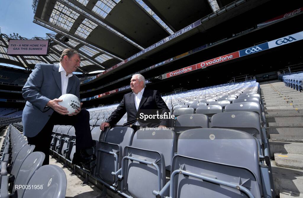 15 May 2008; TV3 has announced its GAA Line-up at Croke Park for Championship Season 2008. All live matches will be hosted by Matt Cooper and he will be joined in the studio by three expert panelists for each match. In addition to the live matches, TV3 will also broadcast a new Thursday prime time magazine show "Championship Throw-In", starting on May 29th. Pictured at the announcement are panellists Eugune McGee, left, and Joe Kernan. Croke Park, Dublin. Picture credit: Brendan Moran / SPORTSFILE  *** Local Caption ***