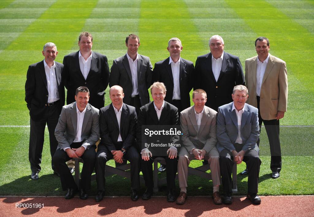 15 May 2008; TV3 has announced its GAA Line-up at Croke Park for Championship Season 2008. All live matches will be hosted by Matt Cooper and he will be joined in the studio by three expert panelists for each match. In addition to the live matches, TV3 will also broadcast a new Thursday prime time magazine show \\\\\\\\\\\\\\\"Championship Throw-In\\\\\\\\\\\\\\\", starting on May 29th. Pictured at the announcement are panellists, back from left, Liam Griffin, Daithi Regan, David Brady, Nicky English, Joe Kernan, and Paul Earley with, front, from left, Senan Connell, Peter Canavan, Presenter Matt Cooper, Jamesie O'Connor, and Eugene McGee. Croke Park, Dublin. Picture credit: Brendan Moran / SPORTSFILE  *** Local Caption ***