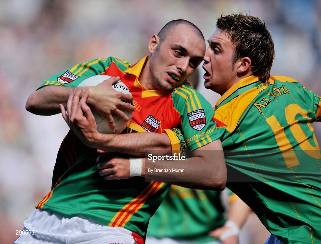 18 May 2008; JJ Smith, Carlow, in action against Alan Nestor, Meath. GAA Football Leinster Senior Championship 1st Round, Meath v Carlow, Croke Park, Dublin. Picture credit: Brendan Moran / SPORTSFILE