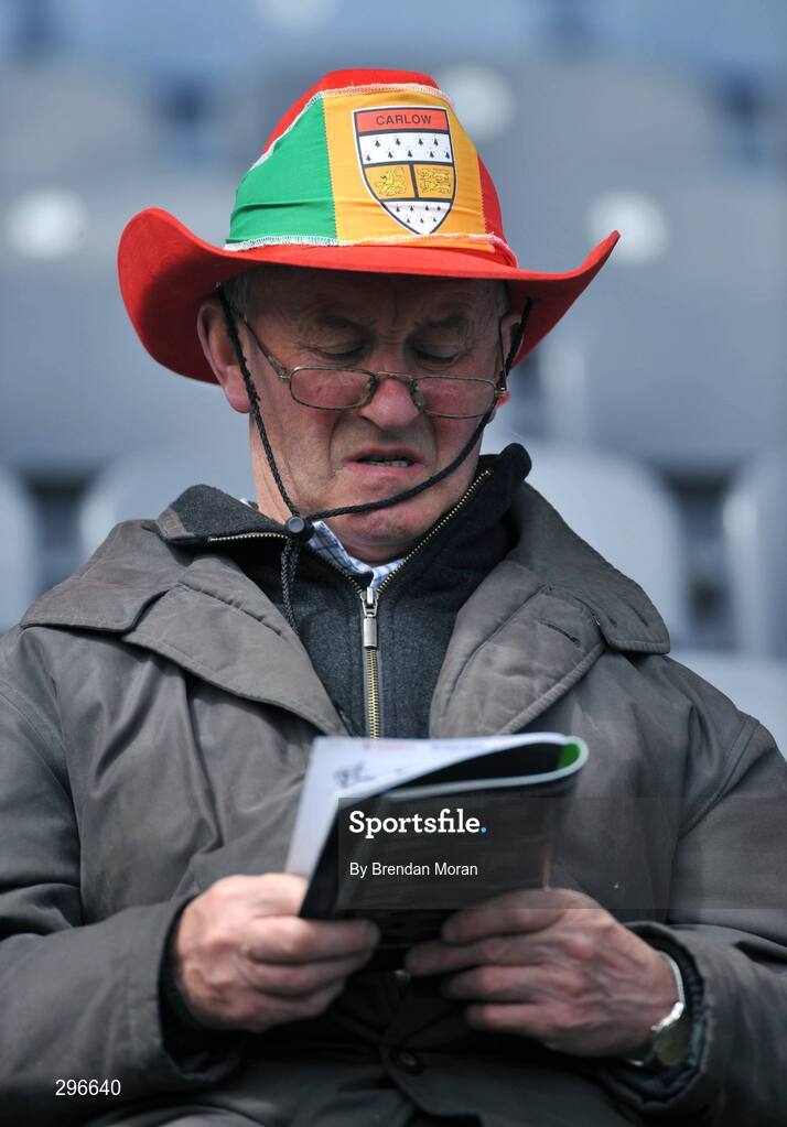 18 May 2008; A Carlow supporter studies his match programme before the game. GAA Football Leinster Senior Championship 1st Round, Meath v Carlow, Croke Park, Dublin. Picture credit: Brendan Moran / SPORTSFILE