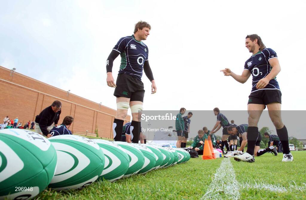 19 May 2008; Ireland's Malcolm O'Kelly and Isaac Boss during squad training. Ireland rugby squad training, University of Limerick, Limerick. Picture credit: Kieran Clancy / SPORTSFILE