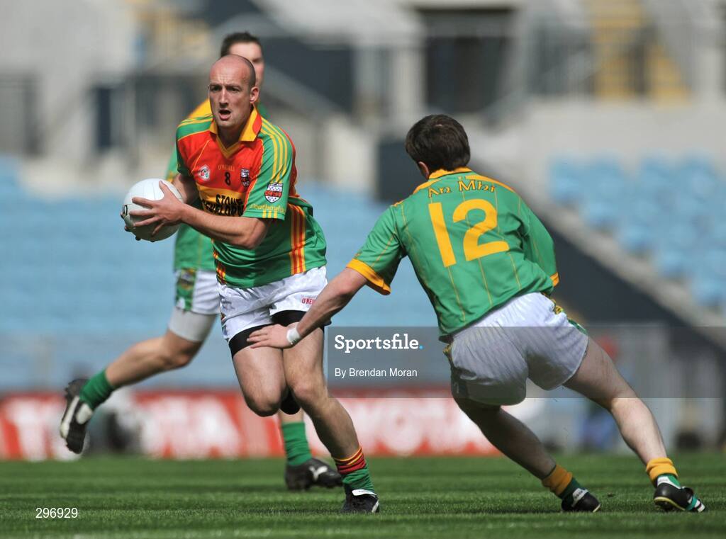 18 May 2008; Daithi Byrne, Carlow, in action against Peadar Byrne, Meath. GAA Football Leinster Senior Championship 1st Round, Meath v Carlow, Croke Park, Dublin. Picture credit: Brendan Moran / SPORTSFILE