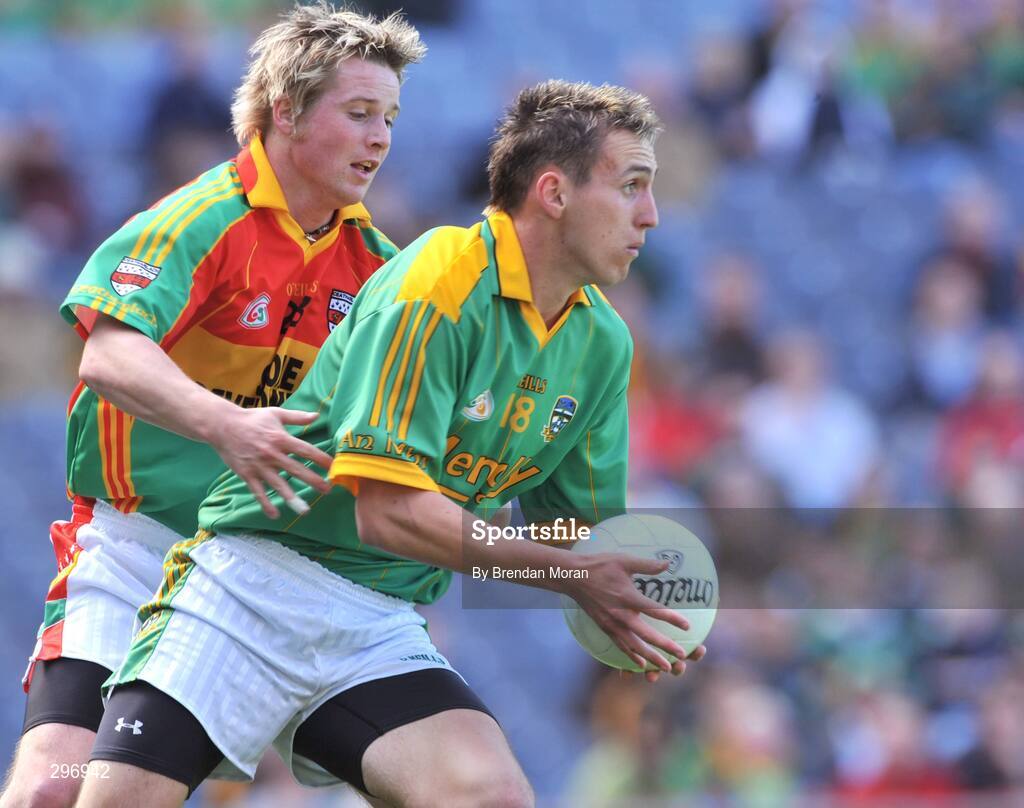 18 May 2008; Graham Reilly, Meath, in action against Joe Roche, Carlow. GAA Football Leinster Senior Championship 1st Round, Meath v Carlow, Croke Park, Dublin. Picture credit: Brendan Moran / SPORTSFILE
