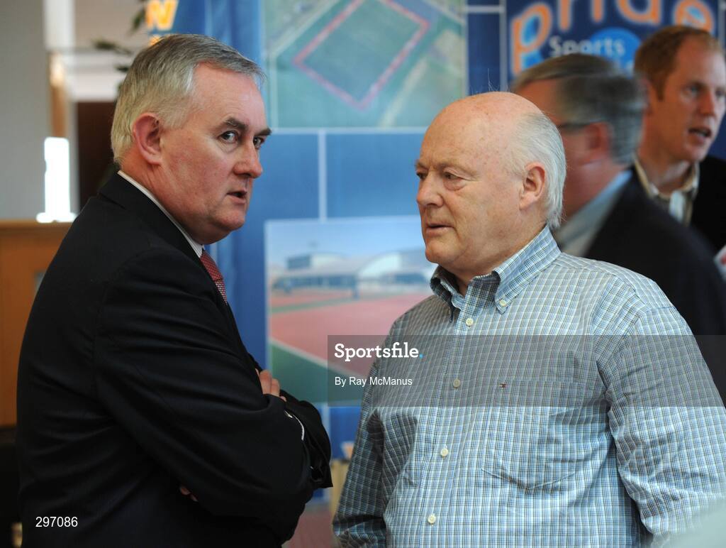 11 April 2008; Christy Cooney, left, in conversation with Jimmy Dunne at the 2008 GAA Annual Congress. Radisson Hotel, Sligo. Picture credit: Ray McManus / SPORTSFILE