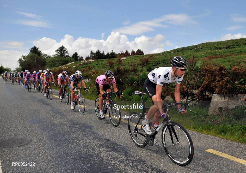 22 May 2008; Dale Appleby, Team Stena Rapha Condor Recycling.co.uk, leads the chasing peloton on the approach to Ballydehob, Co. Cork. FBD Insurance Ras 2008 - Stage 5, Tralee - Skibbereen. Picture credit: Stephen McCarthy / SPORTSFILE