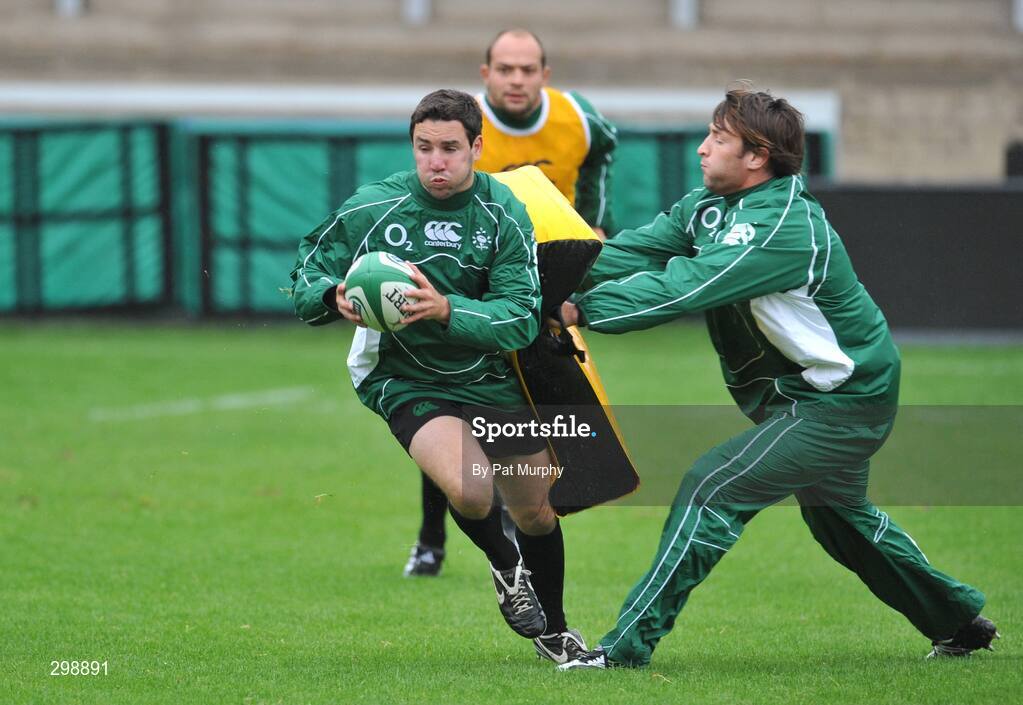 26 May 2008; Ireland's Paddy Wallace in action against Neil Best, right, during squad training. Ireland rugby squad training, Captain's run, Kingsholm, Gloucester, England. Picture credit: Pat Murphy / SPORTSFILE *** Local Caption ***