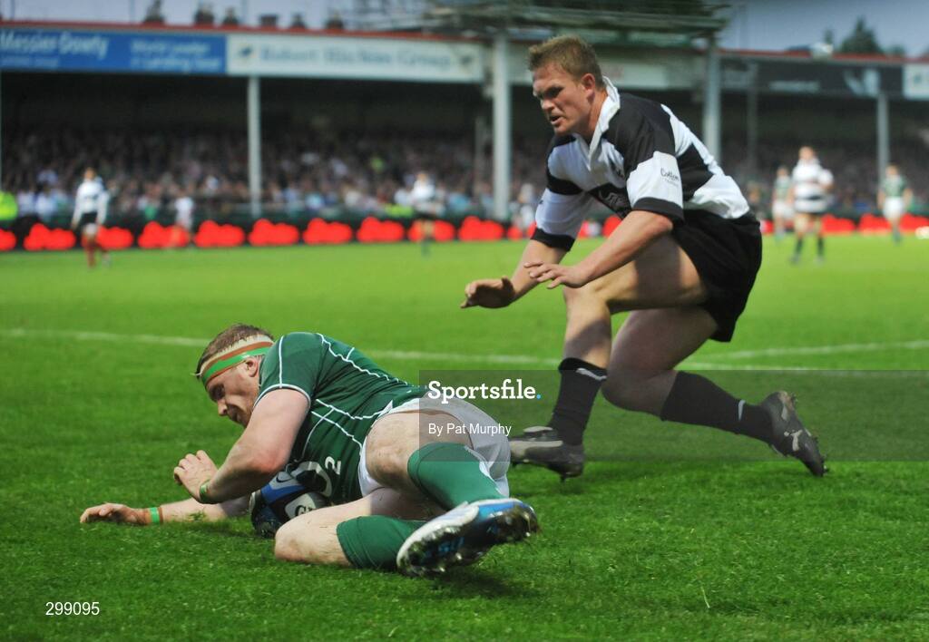 27 May 2008; Jamie Heaslip, Ireland, scores his side's fourth try. Representative game, Ireland v Barbarians, Kingsholm, Gloucester, England. Picture credit: Pat Murphy / SPORTSFILE *** Local Caption ***
