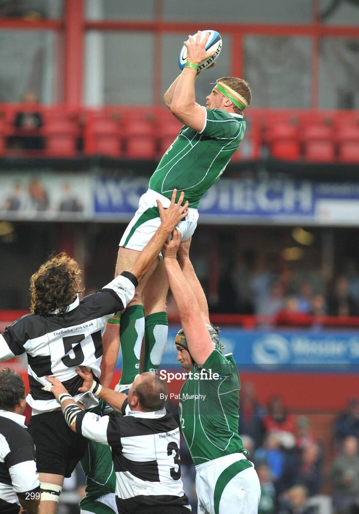 27 May 2008; Jamie Heaslip, Ireland, wins possession in the lineout. Representative game, Ireland v Barbarians, Kingsholm, Gloucester, England. Picture credit: Pat Murphy / SPORTSFILE *** Local Caption ***