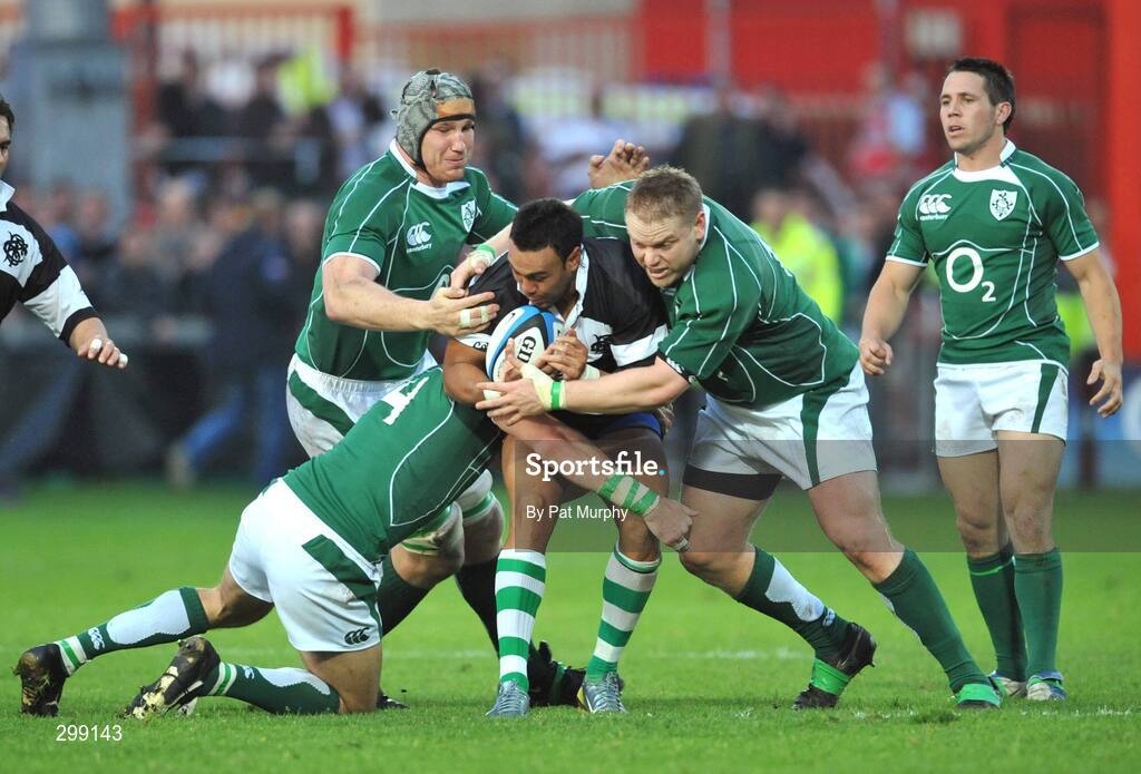 27 May 2008; Sosene Anesi, Barbarians, in action against Ireland's , from left, Bob Casey, Shane Horgan, yyyy, and Isaac Boss. Representative game, Ireland v Barbarians, Kingsholm, Gloucester, England. Picture credit: Pat Murphy / SPORTSFILE *** Local Caption ***
