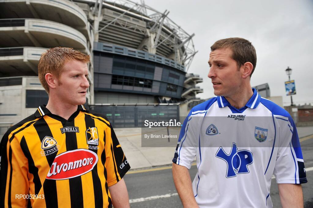 28 May 2008; GPA and Halifax have launched a new hurling initiative aimed at promoting the game in the non-traditional counties. The Hurling Twinning Programme will see counties from the Nicky Rackard Cup paired with their counterparts at McCarthy Cup level. At the launch are Kilkenny's Richie Power, left, and Waterford's Ken McGrath. Jury's Croke Park Hotel, Dublin. Picture credit: Brian Lawless / SPORTSFILE