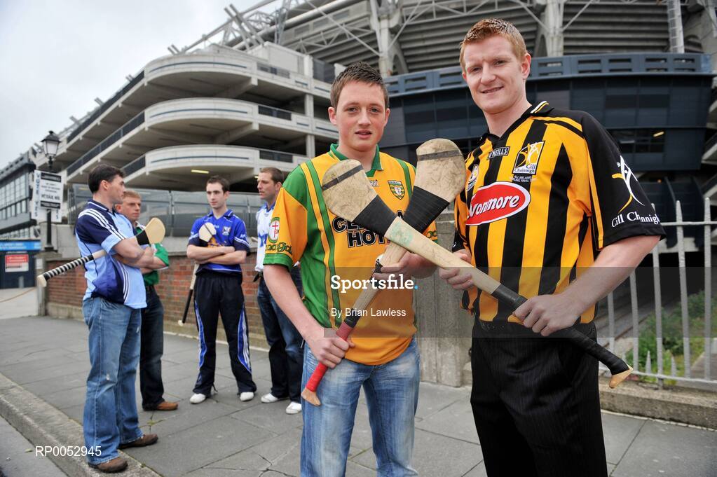 28 May 2008; GPA and Halifax have launched a new hurling initiative aimed at promoting the game in the non-traditional counties. The Hurling Twinning Programme will see counties from the Nicky Rackard Cup paired with their counterparts at McCarthy Cup level. At the launch are Kilkenny's Richie Power and Donegal's Danny Cullen. Jury's Croke Park Hotel, Dublin. Picture credit: Brian Lawless / SPORTSFILE