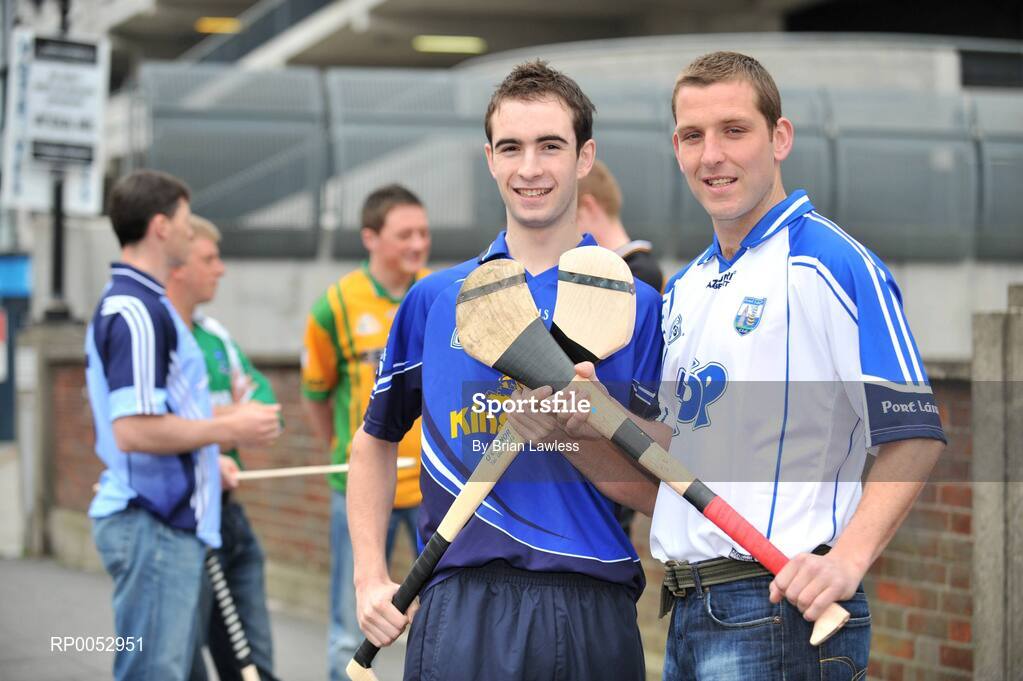 28 May 2008; GPA and Halifax have launched a new hurling initiative aimed at promoting the game in the non-traditional counties. The Hurling Twinning Programme will see counties from the Nicky Rackard Cup paired with their counterparts at McCarthy Cup level. At the launch are Waterford's Ken McGrath, right, with Cavan's Andrew Nelligan. Jury's Croke Park Hotel, Dublin. Picture credit: Brian Lawless / SPORTSFILE