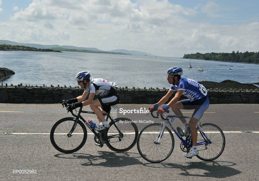 22 May 2008; Richard McCauley, Kildare, leads Bogdan Stoytchev, Bulgaria Nessebar, during the race. FBD Insurance Ras 2008 - Stage 5, Tralee - Skibbereen. Picture credit: Stephen McCarthy / SPORTSFILE
