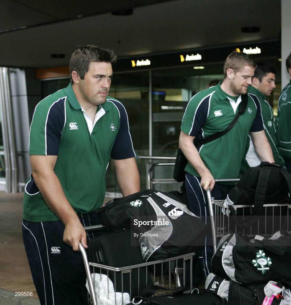 1 June 2008; Ireland's Tony Buckley makes his way to the team bus on the team's arrival at Wellington International Airport ahead of the start of Ireland's Summer Tour. 2008 Ireland Rugby Summer Tour, Wellington Airport, Wellington, New Zealand. Picture credit: Tim Hales / SPORTSFILE