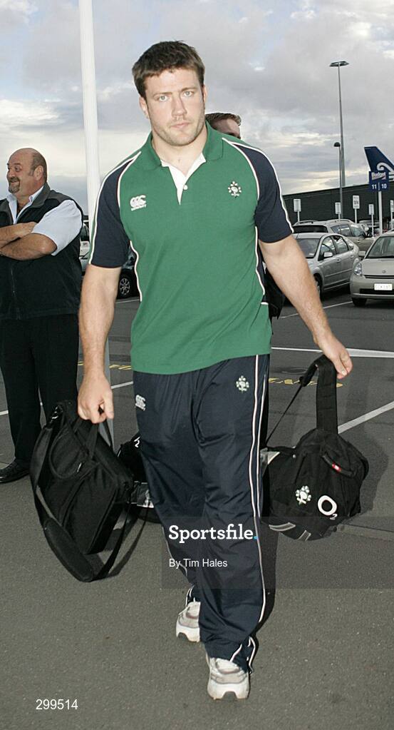 1 June 2008; Ireland's Bryan Young makes his way to the team bus on the team's arrival at Wellington International Airport ahead of the start of Ireland's Summer Tour. 2008 Ireland Rugby Summer Tour, Wellington Airport, Wellington, New Zealand. Picture credit: Tim Hales / SPORTSFILE