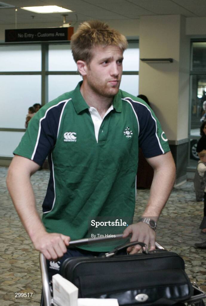 1 June 2008; Ireland's Luke Fitzgerald makes his way to the team bus on the team's arrival at Wellington International Airport ahead of the start of Ireland's Summer Tour. 2008 Ireland Rugby Summer Tour, Wellington Airport, Wellington, New Zealand. Picture credit: Tim Hales / SPORTSFILE