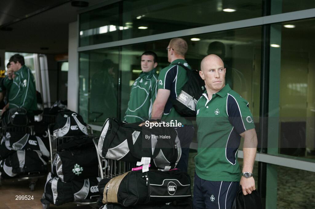 1 June 2008; Ireland's Peter Stringer waits for the team bus on the team's arrival at Wellington International Airport ahead of the start of Ireland's Summer Tour. 2008 Ireland Rugby Summer Tour, Wellington Airport, Wellington, New Zealand. Picture credit: Tim Hales / SPORTSFILE