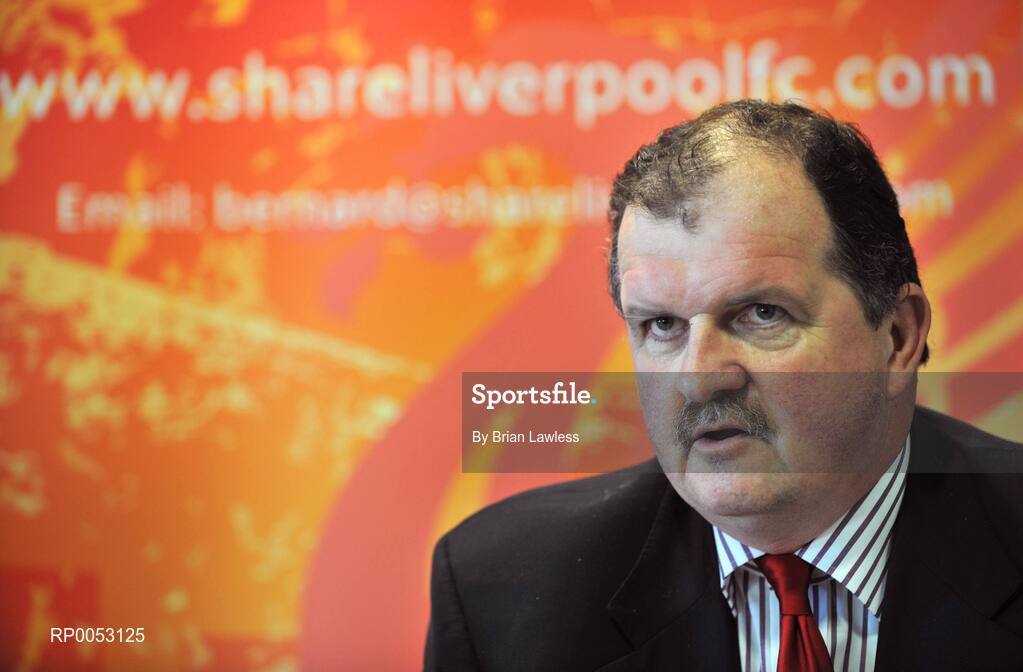 30 May 2008; Bernard O'Byrne, National Coordinator of Share Liverpool FC Ireland, speaking at a press conference to launch Share Liverpool FC Ireland. The Share Liverpool FC initiative was formed in February 2008. The idea is to get 100,000 Liverpool fans to give 6,300euros / £5,000 each to help buy the club out. Citywest Hotel, Saggart, Co. Dublin. Picture credit: Brian Lawless / SPORTSFILE  *** Local Caption ***