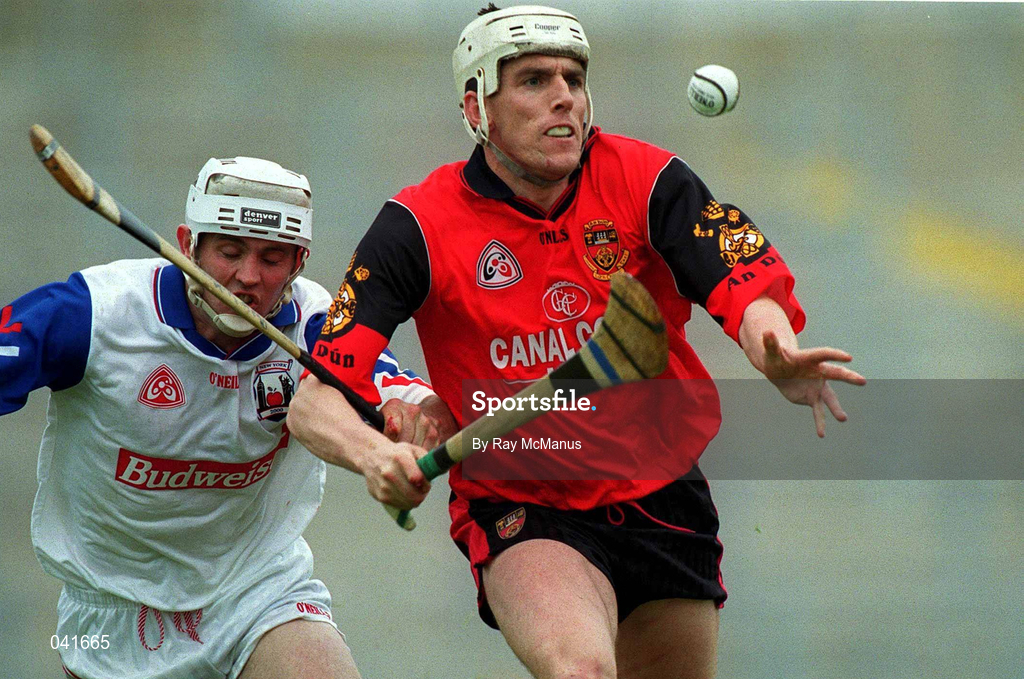 3 June 2000; Gerard McGratten of Down in action against Philip Wickham of New York during the Guinness Ulster Senior Hurling Championship Quarter-Final between Down and New York at Casement Park in Belfast. Photo by Ray McManus/Sportsfile